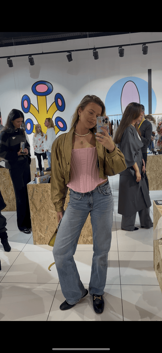 Pearl corset top in light pink