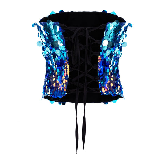 Sparkle blue sequin corset top
