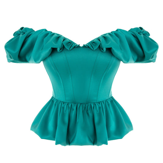 "Airi" corset in ocean blue