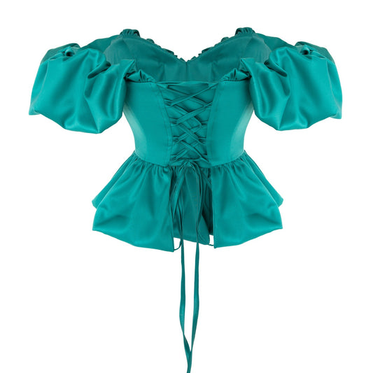 "Airi" corset in ocean blue