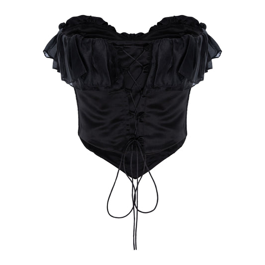 Alejandra ruffle corset top in black