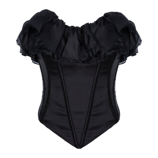 Alejandra ruffle corset top in black